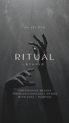 two hands reaching for each other with the words ritual studio above them in black and white