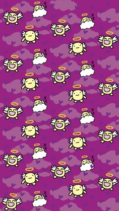 an image of sheep and clouds on purple background