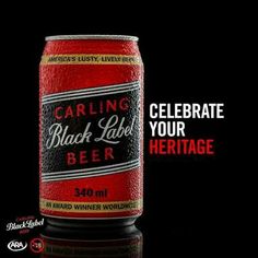 a can of beer with the caption caring black label heritage