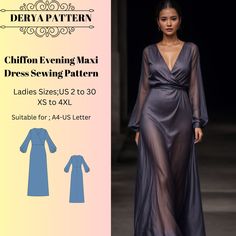 Chiffon Evening Maxi Dress Sewing Pattern, Maxi Circle Dress Pattern, Evening Gown, Ball Gown, Anniversary Dress, Valentine's Day Dress - Etsy UK Circle Dress Pattern, Maxi Dress Sewing Pattern, Maxi Dress Sewing, Maxi Dress Pattern Sewing, Valentine's Day Dress, Anniversary Dress, Evening Maxi Dress, Valentines Day Dresses, Circle Dress