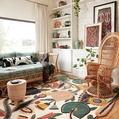 a living room filled with furniture and decor