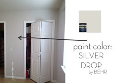 the paint color silver is being used to create an open door in a room with white walls