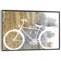 a white bicycle on a rusted metal background