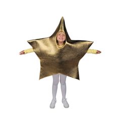 Twinkle, twinkle! Whether you need a sky full of little stars for a heavenly holiday chorus, or just one for a Sunday School Christmas pageant, our golden star costume will make your event shine. Fashioned from metallic fabric over foam, our star shape costume is very easy and comfortable to wear. Imported. 39" x 38" © OTC Kids Star Costume, Diy Holiday Outfit, Kids Spiderman Costume, Christmas Fancy Dress, Star Costume, Christmas Pageant, Child Star, Christmas Play, Christmas Parade