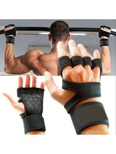 a man with his arm and wrist braces attached to the bar