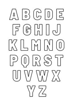 the alphabet is outlined in black and white, with letters that are not yet visible