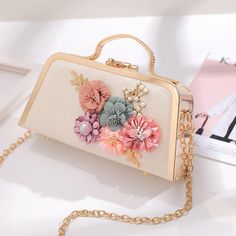 Buy Beige Flowers Clutch Bags Wedding Bags Worldwide Free shipping and return, color: Beige , material: Silk Tas Lv, Bling Purses, Wedding Handbag, Clutch Bag Wedding, Bridal Handbags, Motifs Perler, Wedding Purse, Lv Bags, Floral Bags