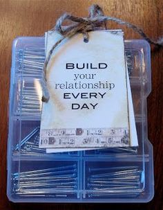 there is a sign that says build your relationship every day on the side of a plastic container