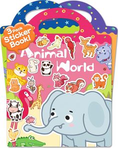 an animal world sticker book in a bag