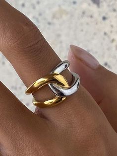 DETAILS
Composition: 100% Titanium Steel Twist Ring, Double Ring, Two Tone, Gold Rings, Care Instructions, Ring Size, Composition, Twist, Ring