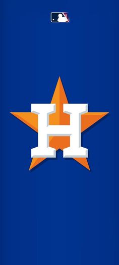 the houston astros logo is shown on a blue background with an orange star in the center