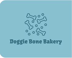 the logo for doggie bone bakery, which is designed to look like bones and bones