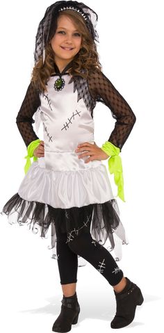 Monster Bride Girls CHILD Costume NEW Frankenstein Monster Bride Girls CHILD Costume NEW Frankenstein Up for sale is the child costume Monster Bride. The costume is available in the following sizes when in stock:a USA Size Small (4-6) that is recommended by the manufacturer to fit a child 3-4 years old, a USA Size Medium (8-10) that is recommended by the manufacturer to fit a child 5-7 years old, and a USA Size Large (12-14) that is recommended by the manufacturer to fit a child 8-10 years old. Bride Halloween Costume, Bride Of Frankenstein Costume, Halloween Bride Costumes, Childrens Halloween Costumes, Bride Halloween, Frankenstein Costume, Beautiful Monster, Halloween Bride, Bride Costume