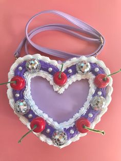 Disco Cherry, Cake Purse, Kawaii Purse, Funky Purses, Romantic Boyfriend, Heart Shaped Cake, Purse Decorations, Novelty Purses, Cute Cake