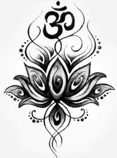 a lotus tattoo design with the om sign on it