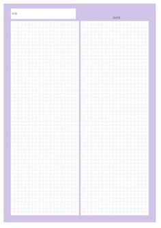 a blank notepad with grids on the front and back, in lavender hues