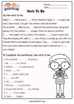 the verb to be worksheet is shown in black and white with an image of a