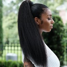 True and Pure Texture Relaxed Natural Kinky Straight Ponytail Straight Blowout, Natural Hair Blowout, Curled Ponytail, Perfect Ponytail, Straight Ponytail, Drawstring Ponytail, Clip In Ponytail, Ponytail Hair Extensions, Blowout Hair