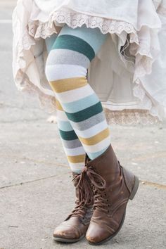 Extraordinary Elemental Stripes Regular Outfits, Striped Thigh High Socks, Thigh High Sock, Japanese Uniform, Thick Thighs Save Lives, Striped Tights, Thigh High Socks, Striped Socks, Nylon Stockings