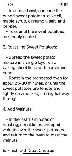 the instructions for how to cook sweet potatoes