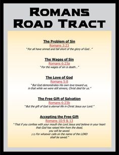 a poster with the words romans road tract