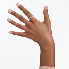 Vittore ring, Drop cut, White, Rose gold-tone plated | Swarovski Vittore Ring, Swarovski Vittore, Swarovski Ring, Pink Watch, Pear Ring, Womens Rings Fashion, Rose Gold Watches, Eternity Band Ring, Special Occasion Outfits