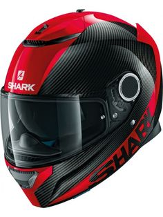 a red helmet with the words shark on it