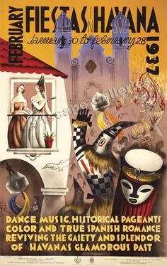 an advertisement for the fiesta shanna festival, featuring clowns in costumes and masks