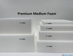 there are four white trays with numbers on them and the words premium medium foam