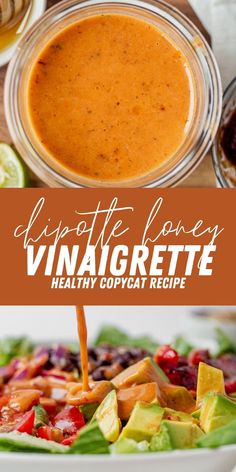 an image of a bowl of soup with the title above it that reads, up to the lovey vinaigrette healthy copyat recipe