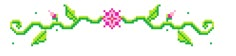 an old school computer game pixel art with pink and green flowers on the bottom right corner