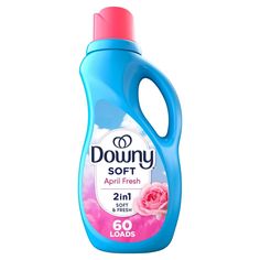 downy soft anti - fresh 2 in 1 laundry liquid, pink roses on blue bottle