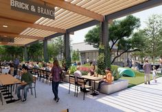 an artist's rendering of the outdoor dining area at brick & branch, which will open in late 2013