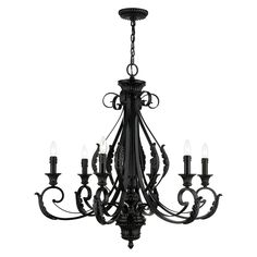 a black chandelier with five lights hanging from it