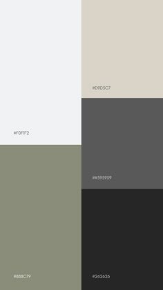 four different shades of gray, white and black are shown in the same color scheme