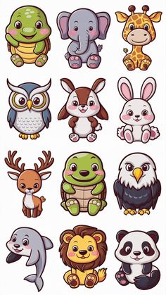 an animal sticker sheet with different types of animals