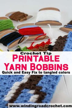 crochet tip printable yarn bobbins with text overlay