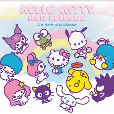 the hello kitty and friends calendar is displayed