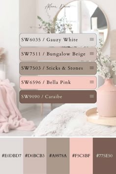 the color scheme is pink, brown and white