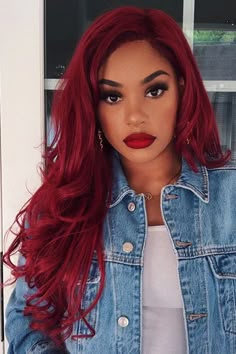 Red Scene Hair, Hair Color For Dark Skin, Red Wig, Hair Color Burgundy, Long Red Hair, Red Wigs