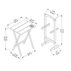 a drawing of a table and stool with measurements