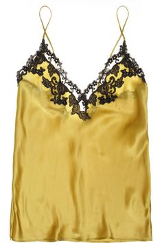 Carine Gilson Gold Lingerie, Yellow Lingerie, Satin Camisole, Yellow Satin, Women Nightwear