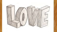 a drawing of the word love in wood frame