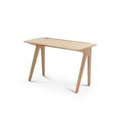 a small wooden table with two legs