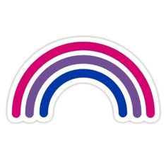 a rainbow sticker is shown on a white background with pink, purple and blue stripes