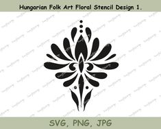 the hungarian folk art floral stencil design 1 is shown in black and white