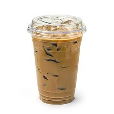 iced coffee with ice on white background