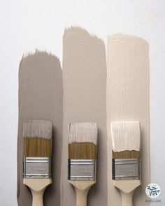 three paintbrushes with different shades of beige