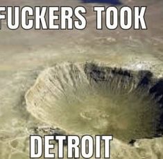 there is a large hole in the water with words above it that read, buckets took detroit