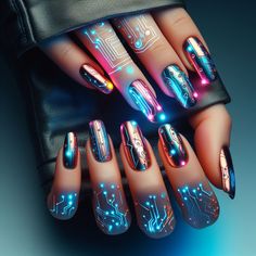 Nail Art Designs Diy, Dope Nail Designs, Dope Makeup, Makeup Hairstyles, Dope Nails, Gorgeous Nails, Circuit Board, Stylish Nails, Beautiful Nails